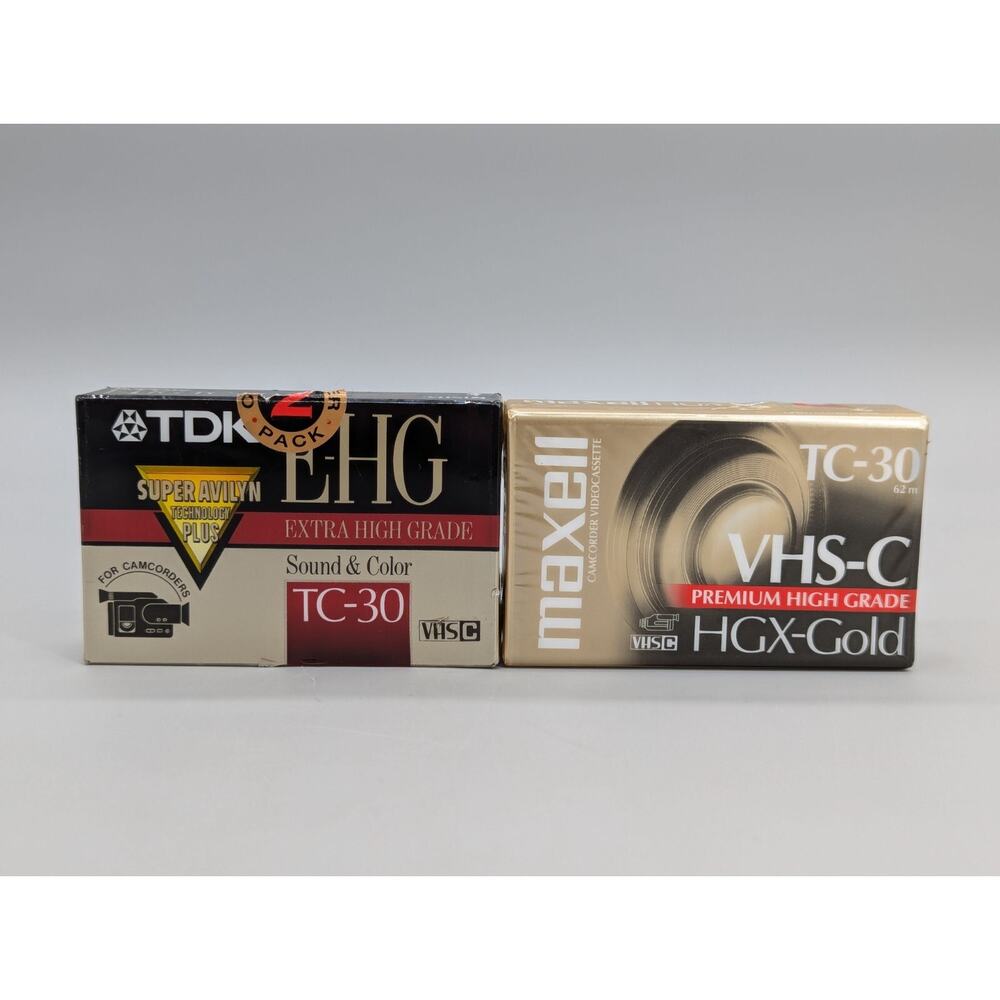 Maxwell TDK VHS-C TC-30 HGX Gold Premium High Grade Video Tapes Sealed